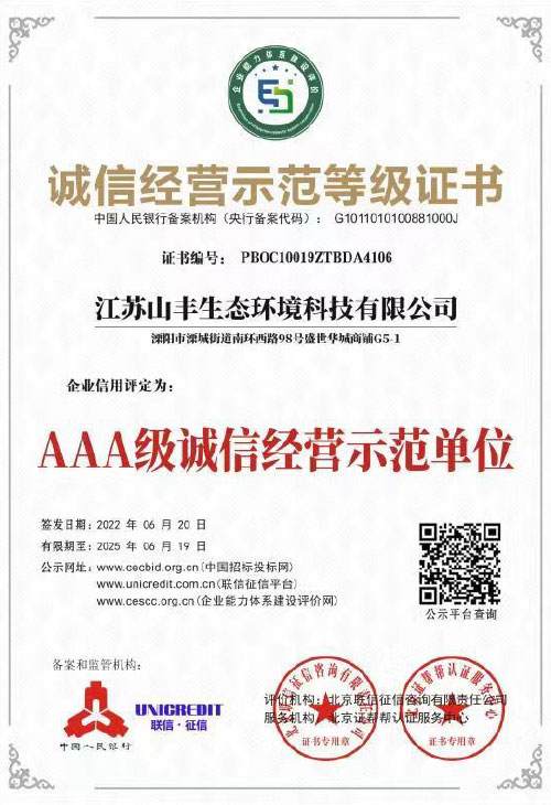 AAA級誠信經(jīng)營示范單位